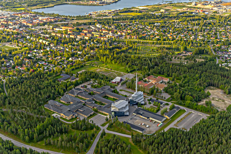 Acusticum Piteå Flygfoto Acusticum, Djupviken, drönarbilder, drönarfoto, flygbild, flygbilder, Flygfoto, flygfoton, företagsby, konserthus, Landskap, musikhögskola, Norrbotten, Piteå, riven, samhällen, Science Park, sommar