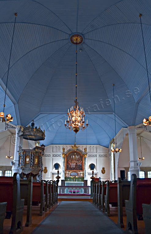 altare, Arjeplog, byggnader, kyrka, kyrkor, lappland, ljuskrona, trkyrka