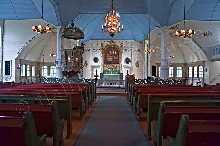 altare, Arjeplog, byggnader, kyrka, kyrkor, lappland, ljuskrona, trkyrka
