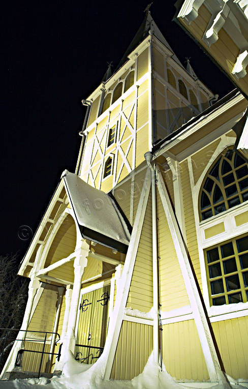 Arvidsjaur, byggnader, gul, julstmning, kvll, kyrka, kyrkor, lappland, natt, stmning, stmningsbild, stmningsbilder, vinter