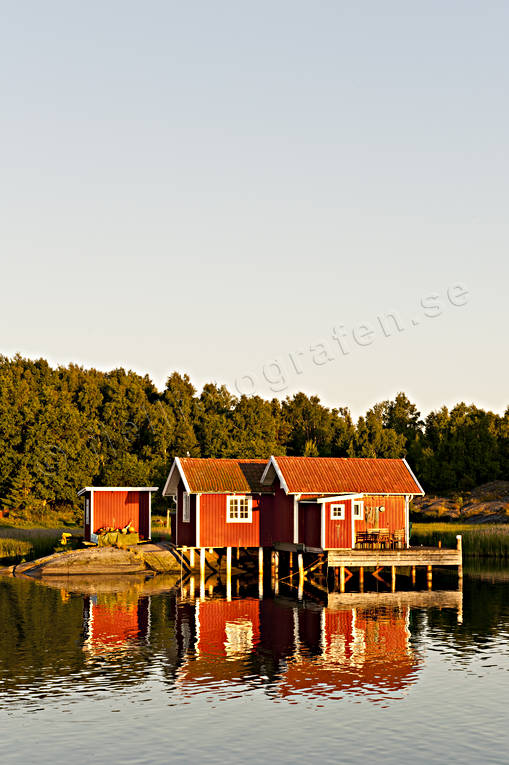 byggnader, fiskebodar, hav, hus, kust, natur, sj, sjbodar, spegelbild, Vstergtland