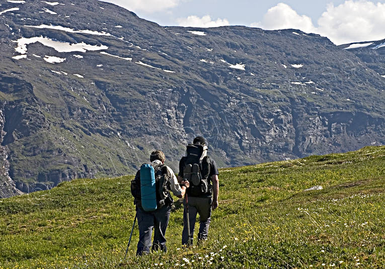 Fjällvandrare fjäll, fjällen, fjällvandrare, fjällvandring, friluftsliv, Kärkevagge, Landskap, lappland, natur, sommar, uteliv, äventyr