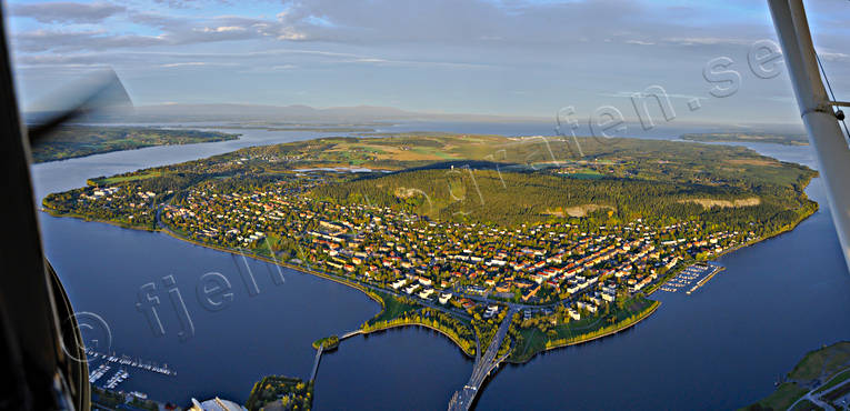 Flygbild över Frösön drönarbilder, drönarfoto, flygbild, flygbilder, Flygfoto, flygfoton, Frösön, höst, Jämtland, städer, Östersund