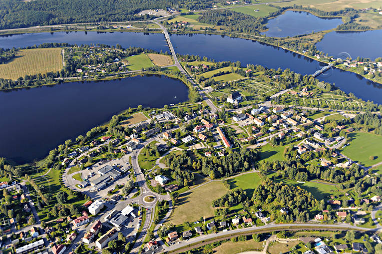 Flygbild över Ljusdal drönarbilder, drönarfoto, flygbild, flygbilder, Flygfoto, flygfoton, Hälsingland, Landskap, Ljusdal, samhällen, sommar