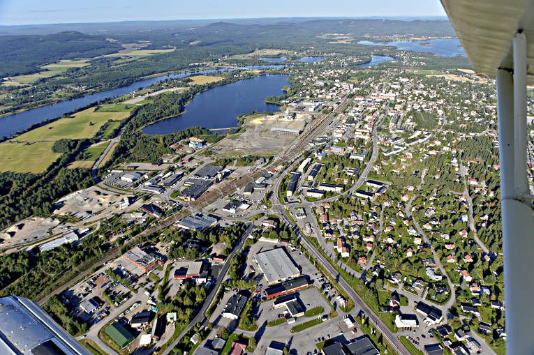 Flygbild över Ljusdal drönarbilder, drönarfoto, flygbild, flygbilder, Flygfoto, flygfoton, Hälsingland, Landskap, Ljusdal, samhällen, sommar