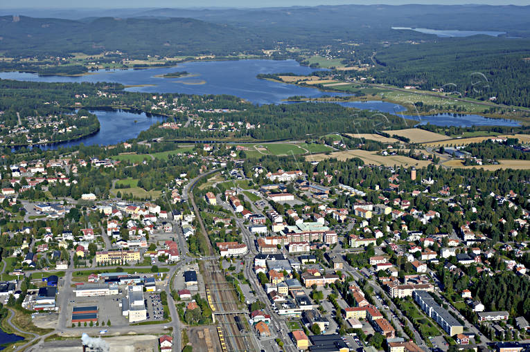 Flygbild över Ljusdal drönarbilder, drönarfoto, flygbild, flygbilder, Flygfoto, flygfoton, Hälsingland, Landskap, Ljusdal, samhällen, sommar