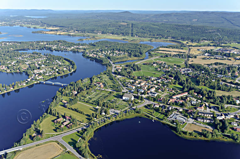 Flygbild över Ljusdal drönarbilder, drönarfoto, flygbild, flygbilder, Flygfoto, flygfoton, Hälsingland, Landskap, Ljusdal, samhällen, sommar