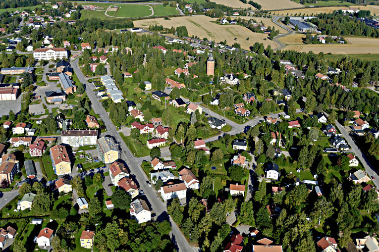 Flygbild över Ljusdal drönarbilder, drönarfoto, flygbild, flygbilder, Flygfoto, flygfoton, Hälsingland, Landskap, Ljusdal, samhällen, sommar