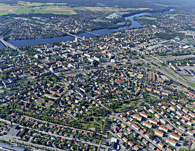Flygbild över Umeå drönarbilder, drönarfoto, flygbild, flygbilder, Flygfoto, flygfoton, höst, städer, Umeå, Västerbotten