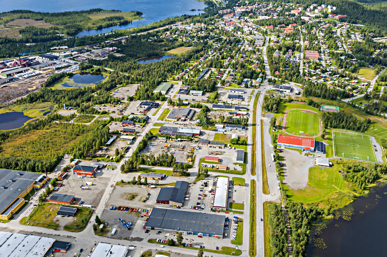 Flygbild över Vilhelmina drönarbilder, drönarfoto, flygbild, flygbilder, Flygfoto, flygfoton, lappland, samhällen, sommar, Vilhelmina