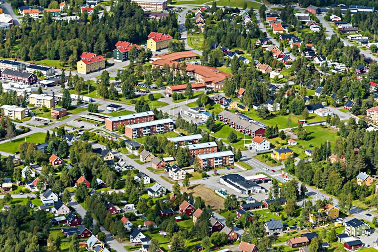 Flygbild över Vilhelmina drönarbilder, drönarfoto, flygbild, flygbilder, Flygfoto, flygfoton, lappland, samhällen, sommar, Vilhelmina