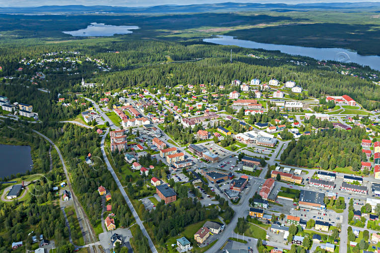 Flygbild över Vilhelmina drönarbilder, drönarfoto, flygbild, flygbilder, Flygfoto, flygfoton, lappland, samhällen, sommar, Vilhelmina