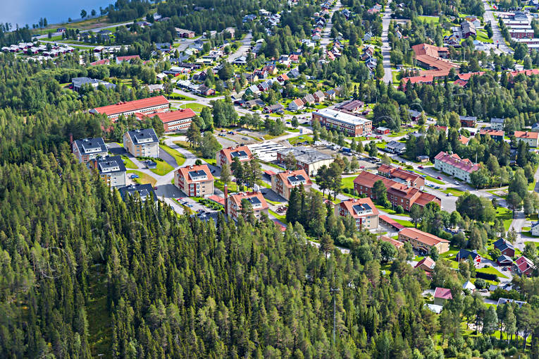 Flygbild över Vilhelmina drönarbilder, drönarfoto, flygbild, flygbilder, Flygfoto, flygfoton, lappland, samhällen, sommar, Vilhelmina