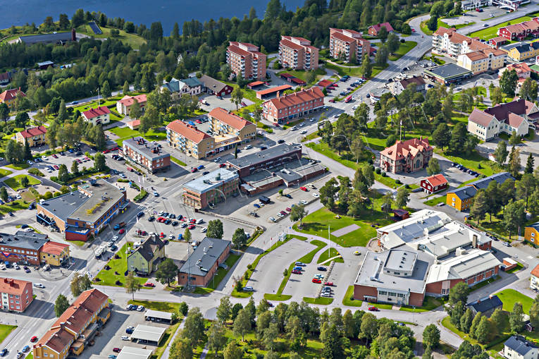 Flygbild över Vilhelmina drönarbilder, drönarfoto, flygbild, flygbilder, Flygfoto, flygfoton, lappland, samhällen, sommar, Vilhelmina