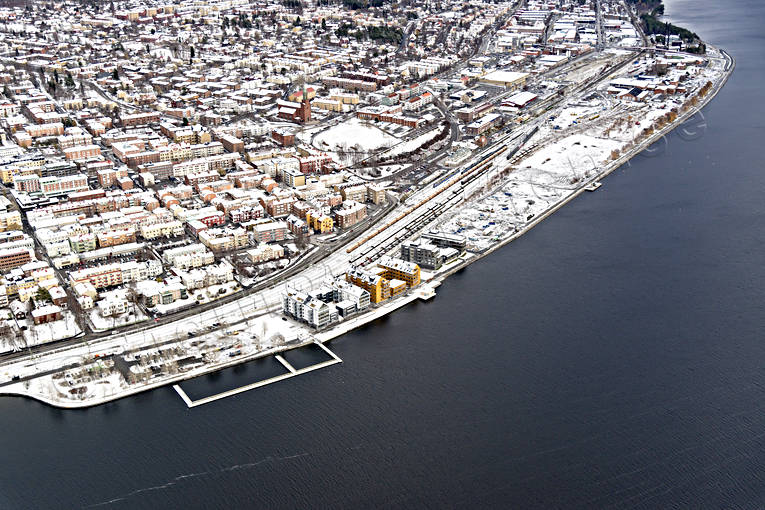 anlggningar, drnarbild, drnarbilder, drnarfoto, flygbild, flygbilder, Flygfoto, flygfoton, hamn, Jmtland, Storsj Strand, stder, vinter, stersund