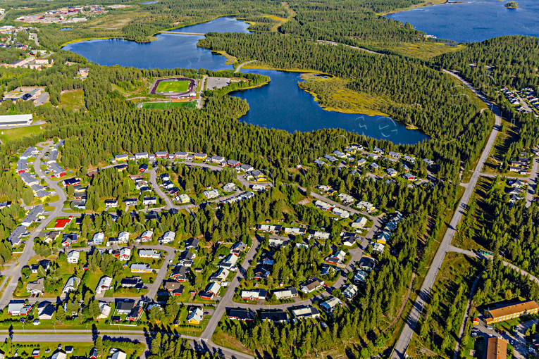 Flygfoto över Arvidsjaur Arvidsjaur, drönarbilder, drönarfoto, flygbild, flygbilder, Flygfoto, flygfoton, lappland, samhällen, sommar