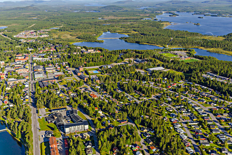 Flygfoto över Arvidsjaur Arvidsjaur, drönarbilder, drönarfoto, flygbild, flygbilder, Flygfoto, flygfoton, lappland, samhällen, sommar