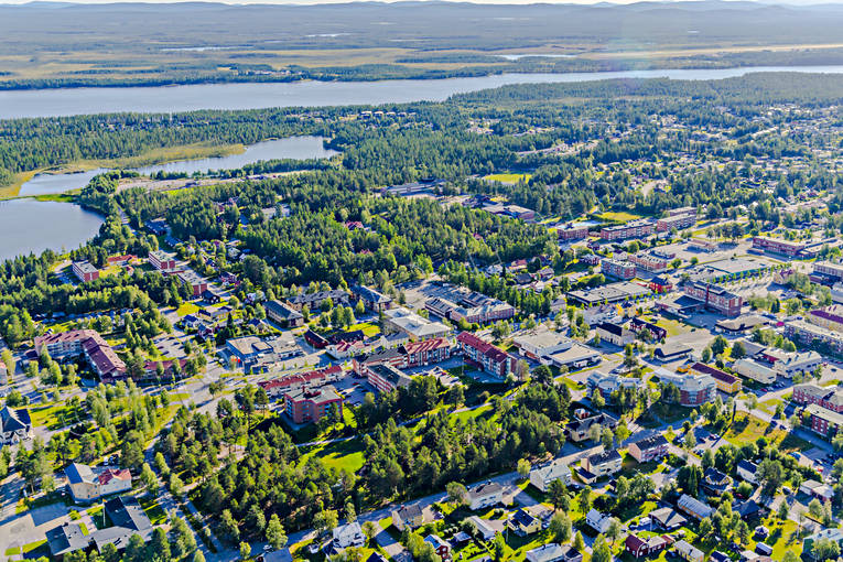 Flygfoto över Arvidsjaur Arvidsjaur, drönarbilder, drönarfoto, flygbild, flygbilder, Flygfoto, flygfoton, lappland, samhällen, sommar