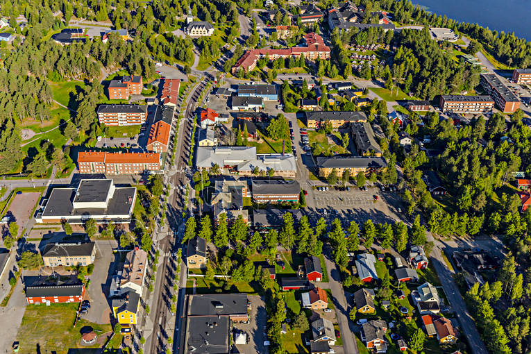 Flygfoto över Arvidsjaur Arvidsjaur, drönarbilder, drönarfoto, flygbild, flygbilder, Flygfoto, flygfoton, lappland, samhällen, sommar