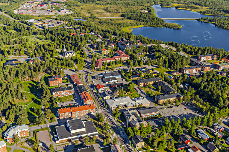 Flygfoto över Arvidsjaur Arvidsjaur, drönarbilder, drönarfoto, flygbild, flygbilder, Flygfoto, flygfoton, lappland, samhällen, sommar