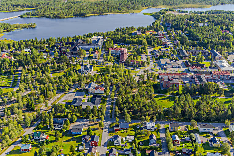 Flygfoto över Arvidsjaur Arvidsjaur, drönarbilder, drönarfoto, flygbild, flygbilder, Flygfoto, flygfoton, lappland, samhällen, sommar