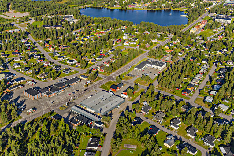 Flygfoto över Arvidsjaur Arvidsjaur, drönarbilder, drönarfoto, flygbild, flygbilder, Flygfoto, flygfoton, lappland, samhällen, sommar