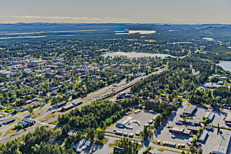 Flygfoto över Arvidsjaur Arvidsjaur, drönarbilder, drönarfoto, flygbild, flygbilder, Flygfoto, flygfoton, lappland, samhällen, sommar