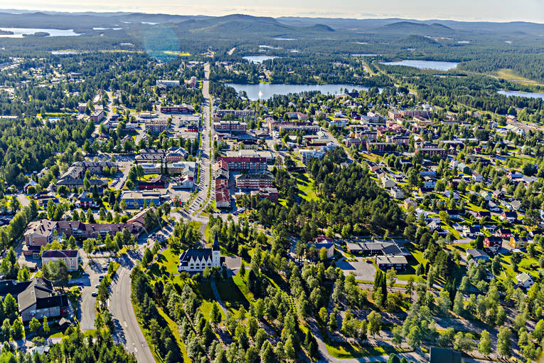 Flygfoto över Arvidsjaur Arvidsjaur, drönarbilder, drönarfoto, flygbild, flygbilder, Flygfoto, flygfoton, lappland, samhällen, sommar