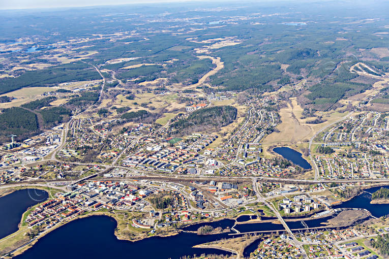 Flygfoto över Bollnäs Bollnäs, drönarbilder, drönarfoto, flygbild, flygbilder, Flygfoto, flygfoton, Hälsingland, Ljusnan, samhällen, vår