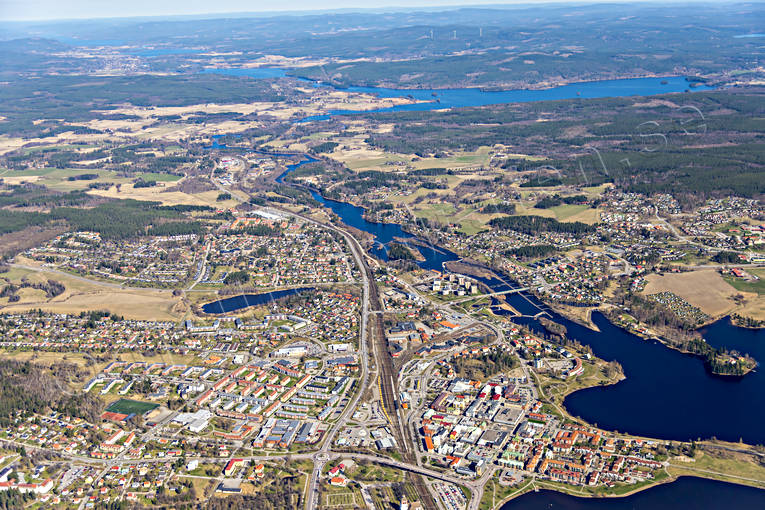 Flygfoto över Bollnäs Bollnäs, drönarbilder, drönarfoto, flygbild, flygbilder, Flygfoto, flygfoton, Hälsingland, Ljusnan, samhällen, vår