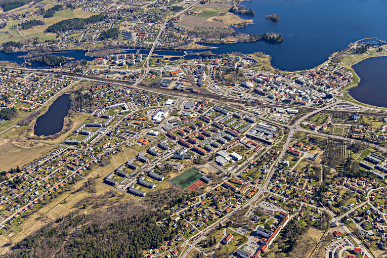 Flygfoto över Bollnäs Bollnäs, drönarbilder, drönarfoto, flygbild, flygbilder, Flygfoto, flygfoton, Hälsingland, Ljusnan, samhällen, vår