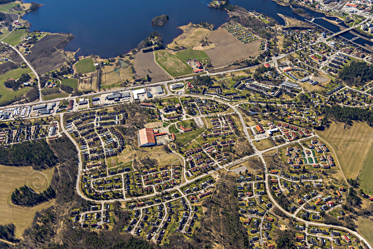 Flygfoto över Bollnäs Bollnäs, drönarbilder, drönarfoto, flygbild, flygbilder, Flygfoto, flygfoton, Hälsingland, samhällen, vår