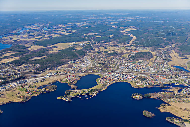 Flygfoto över Bollnäs Bollnäs, drönarbilder, drönarfoto, flygbild, flygbilder, Flygfoto, flygfoton, Hälsingland, Ljusnan, samhällen, Varpen, Vågen, vår