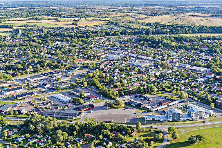 Flygfoto över Borgholm Borgholm, drönarbilder, drönarfoto, flygbild, flygbilder, Flygfoto, flygfoton, samhällen, sommar, Öland