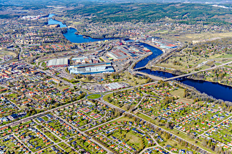 Flygfoto över Borlänge Borlänge, Dalarna, Dalälven, Domnarvet, drönarbilder, drönarfoto, flygbild, flygbilder, Flygfoto, flygfoton, SSAB, städer, Svenskt Stål, vår