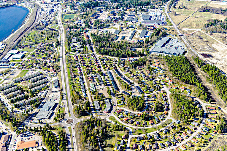 Flygfoto över Falun Dalarna, drönarbilder, drönarfoto, Falun, flygbild, flygbilder, Flygfoto, flygfoton, städer, vår