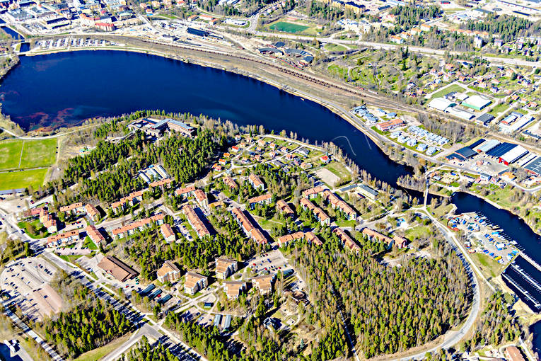 Flygfoto över Falun Dalarna, drönarbilder, drönarfoto, Falun, flygbild, flygbilder, Flygfoto, flygfoton, städer, vår
