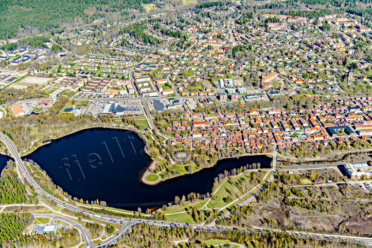 Flygfoto över Falun badplats, Britsarvet, Dalarna, drönarbilder, Falun, flygbilder, Flygfoto, Hästberg, Kålgårdsudden, städer, vår, Östanfors