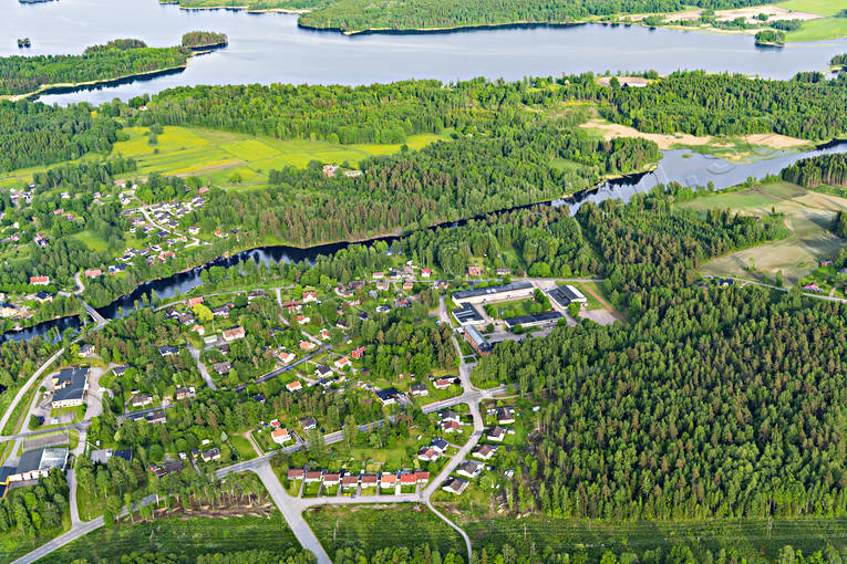 Flygfoto över Gullspång drönarbilder, drönarfoto, flygbild, flygbilder, Flygfoto, flygfoton, Gullspång, Gullspångsälven, Landskap, samhällen, sommar, Västergötland
