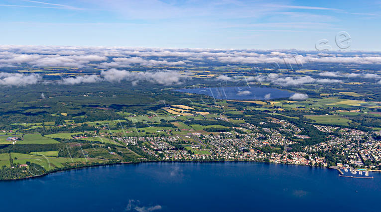 Flygfoto över Hjo drönarbilder, drönarfoto, flygbild, flygbilder, Flygfoto, flygfoton, Hjo, samhällen, sommar, Västergötland, vättern