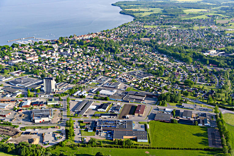 Flygfoto över Hjo drönarbild, drönarbilder, drönarfoto, flygbild, flygbilder, Flygfoto, flygfoton, Hjo, samhällen, sommar, Västergötland