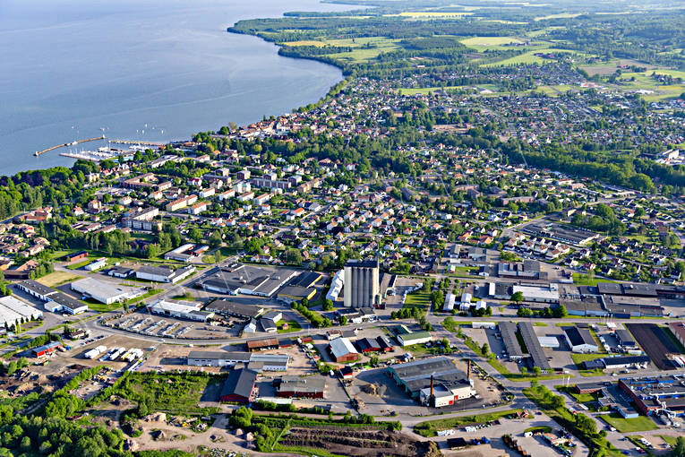 Flygfoto över Hjo drönarbild, drönarbilder, drönarfoto, flygbild, flygbilder, Flygfoto, flygfoton, Hjo, samhällen, sommar, Västergötland