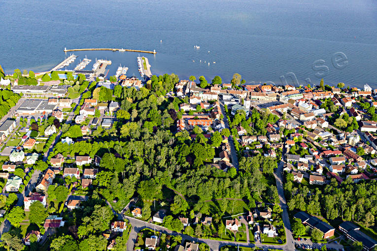 Flygfoto över Hjo drönarbild, drönarbilder, drönarfoto, flygbild, flygbilder, Flygfoto, flygfoton, Hjo, samhällen, sommar, Västergötland