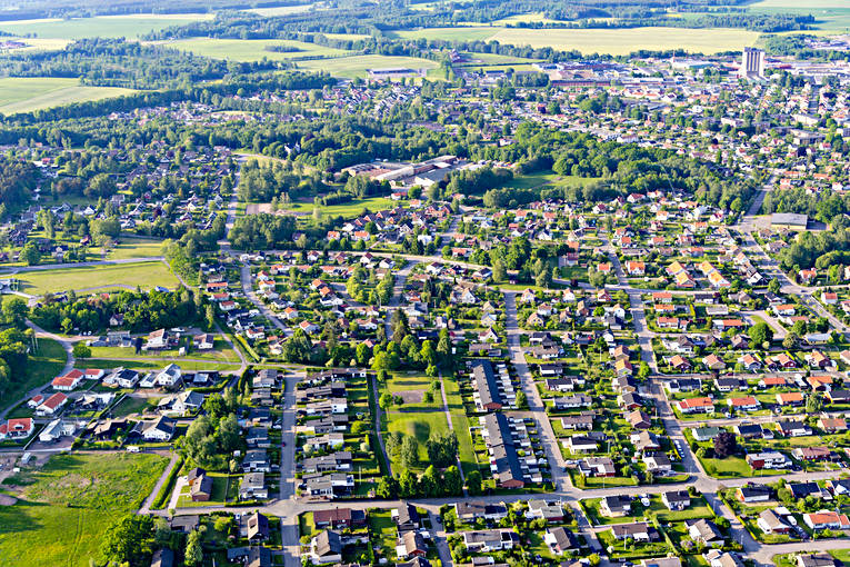 Flygfoto över Hjo drönarbild, drönarbilder, drönarfoto, flygbild, flygbilder, Flygfoto, flygfoton, Hjo, samhällen, sommar, Västergötland