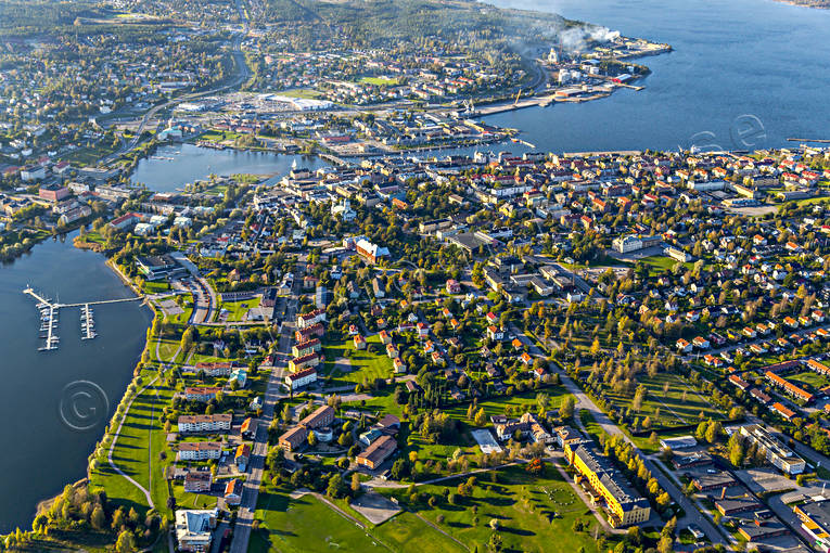 Flygfoto över Härnösand drönarbilder, drönarfoto, flygbild, flygbilder, Flygfoto, flygfoton, Härnön, Härnösand, höst, städer, Ångermanland