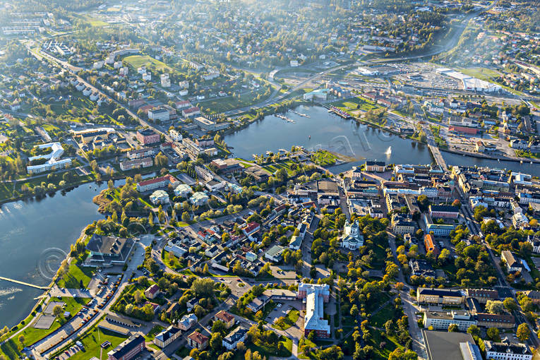 Flygfoto över Härnösand drönarbilder, drönarfoto, flygbild, flygbilder, Flygfoto, flygfoton, Härnön, Härnösand, höst, städer, Ångermanland