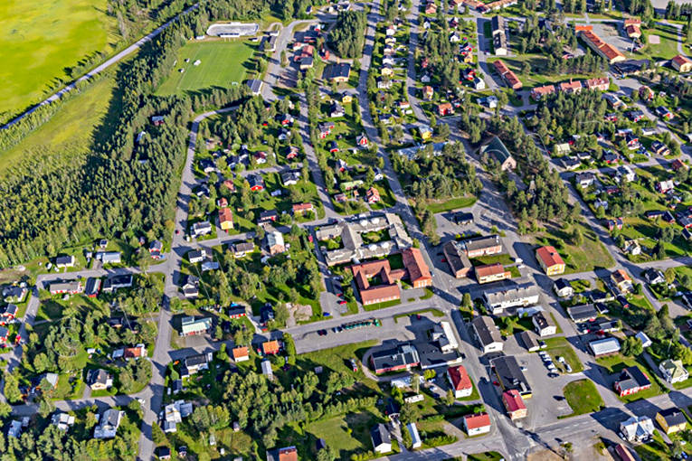 Flygfoto över Jörn drönarbilder, drönarfoto, flygbild, flygbilder, Flygfoto, flygfoton, Jörn, samhällen, sommar, Västerbotten