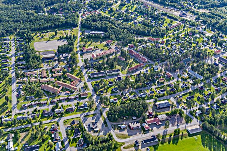 Flygfoto över Jörn drönarbilder, drönarfoto, flygbild, flygbilder, Flygfoto, flygfoton, Jörn, samhällen, sommar, Västerbotten