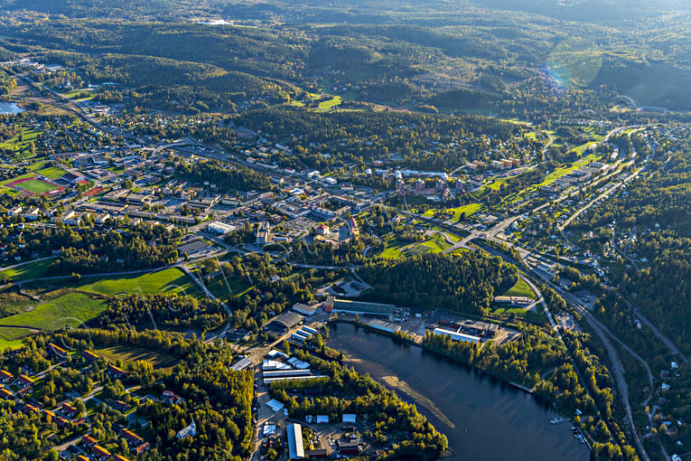 Flygfoto över Kramfors drönarbilder, drönarfoto, flygbild, flygbilder, Flygfoto, flygfoton, höst, Kramfors, samhällen, Ångermanland