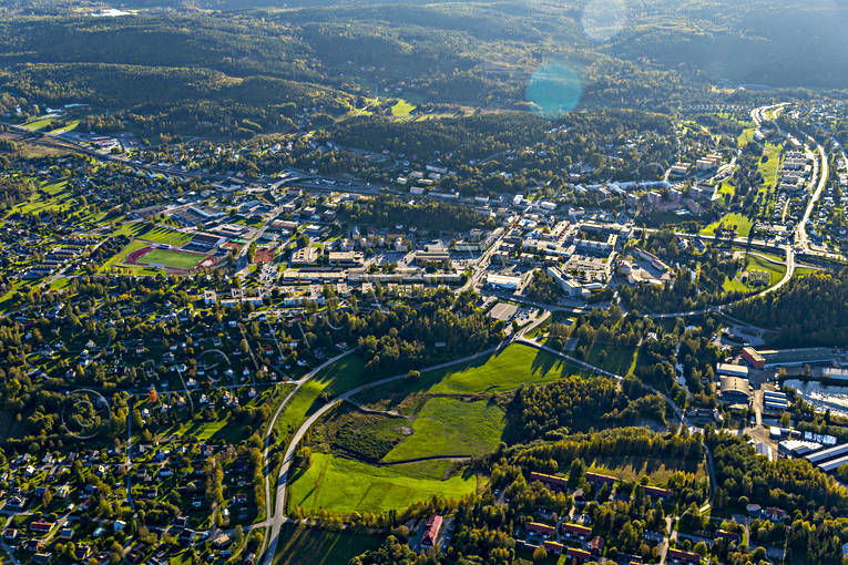 Flygfoto över Kramfors drönarbilder, drönarfoto, flygbild, flygbilder, Flygfoto, flygfoton, höst, Kramfors, samhällen, Ångermanland